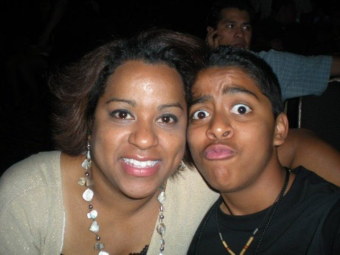 Nydia and Estevan making silly faces